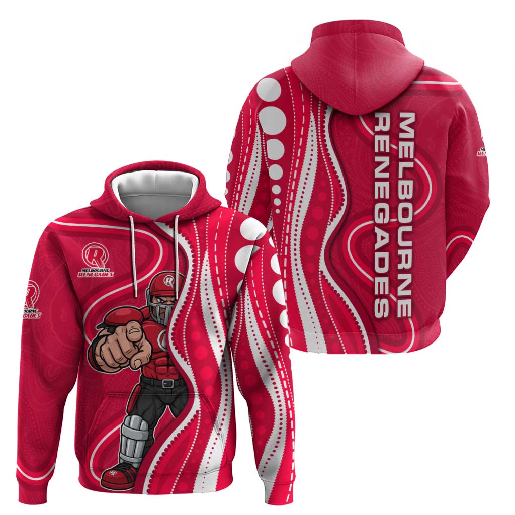 Melbourne Renegades Hoodie Aboriginal Dot Art Red White - Tribal Wave Pattern