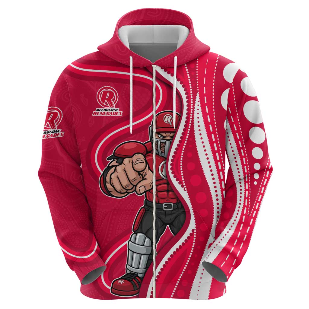 Melbourne Renegades Hoodie Aboriginal Dot Art Red White - Tribal Wave Pattern