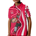 Melbourne Renegades Kid Polo Shirt Aboriginal Dot Art Red White - Tribal Wave Pattern