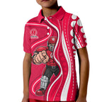 Melbourne Renegades Kid Polo Shirt Aboriginal Dot Art Red White - Tribal Wave Pattern