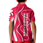 Melbourne Renegades Kid Polo Shirt Aboriginal Dot Art Red White - Tribal Wave Pattern