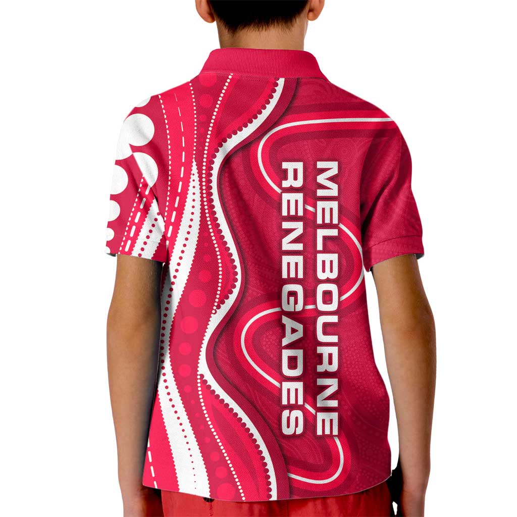 Melbourne Renegades Kid Polo Shirt Aboriginal Dot Art Red White - Tribal Wave Pattern