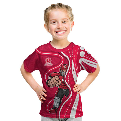 Melbourne Renegades Kid T Shirt Aboriginal Dot Art Red White - Tribal Wave Pattern