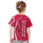 Melbourne Renegades Kid T Shirt Aboriginal Dot Art Red White - Tribal Wave Pattern