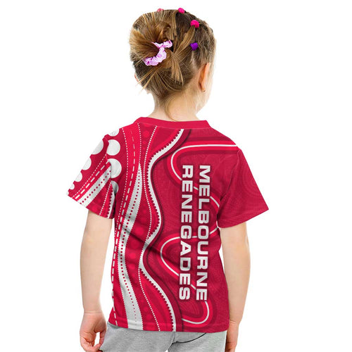 Melbourne Renegades Kid T Shirt Aboriginal Dot Art Red White - Tribal Wave Pattern