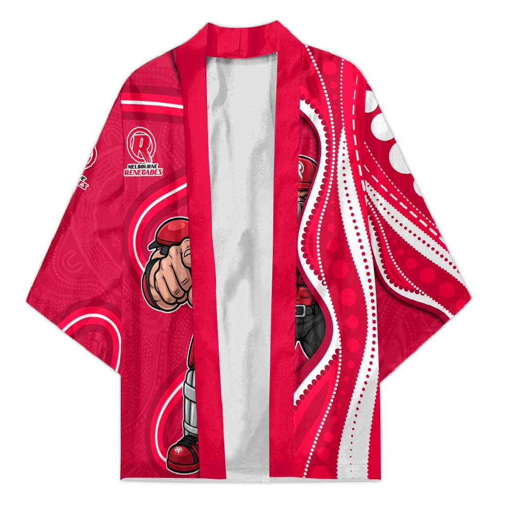 Melbourne Renegades Kimono Aboriginal Dot Art Red White - Tribal Wave Pattern