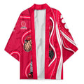 Melbourne Renegades Kimono Aboriginal Dot Art Red White - Tribal Wave Pattern