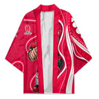 Melbourne Renegades Kimono Aboriginal Dot Art Red White - Tribal Wave Pattern