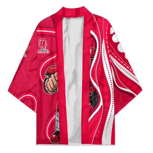 Melbourne Renegades Kimono Aboriginal Dot Art Red White - Tribal Wave Pattern