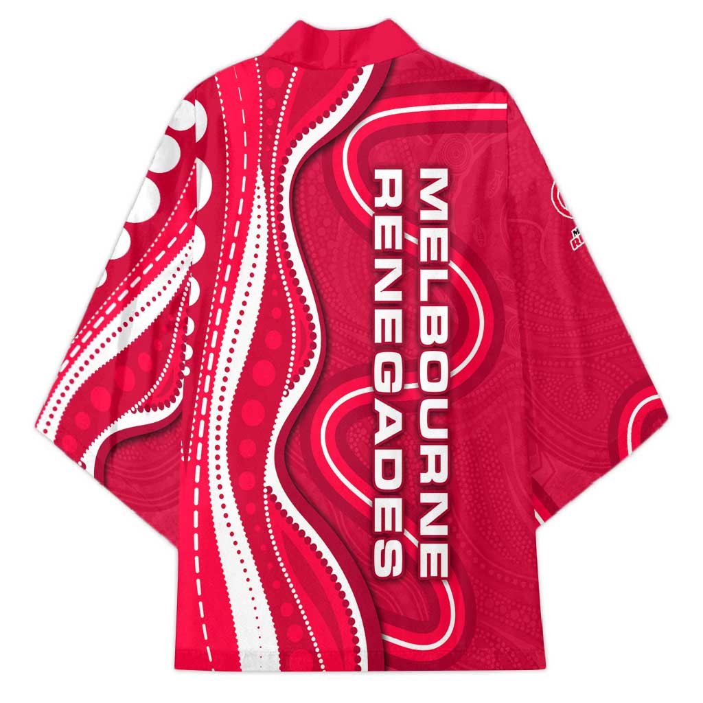 Melbourne Renegades Kimono Aboriginal Dot Art Red White - Tribal Wave Pattern