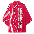 Melbourne Renegades Kimono Aboriginal Dot Art Red White - Tribal Wave Pattern