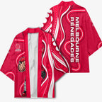 Melbourne Renegades Kimono Aboriginal Dot Art Red White - Tribal Wave Pattern