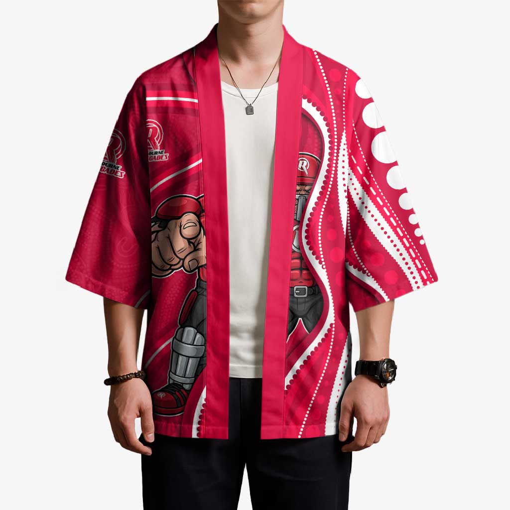 Melbourne Renegades Kimono Aboriginal Dot Art Red White - Tribal Wave Pattern