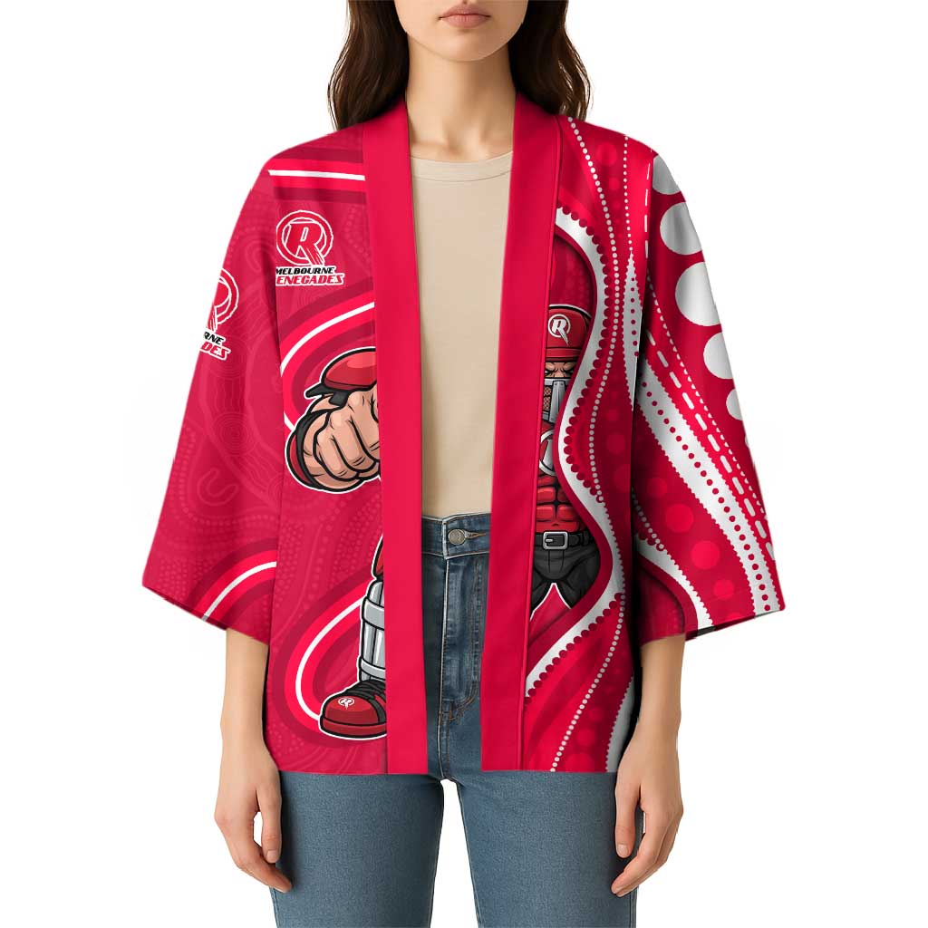 Melbourne Renegades Kimono Aboriginal Dot Art Red White - Tribal Wave Pattern
