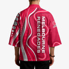 Melbourne Renegades Kimono Aboriginal Dot Art Red White - Tribal Wave Pattern