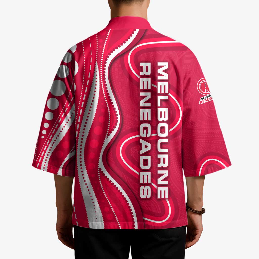 Melbourne Renegades Kimono Aboriginal Dot Art Red White - Tribal Wave Pattern