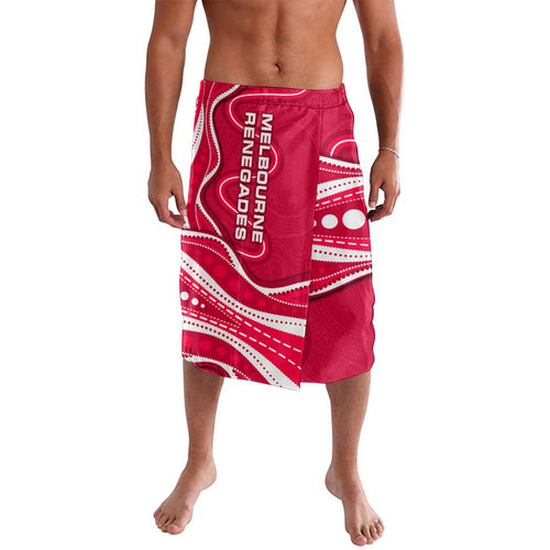 Melbourne Renegades Lavalava Aboriginal Dot Art Red White - Tribal Wave Pattern