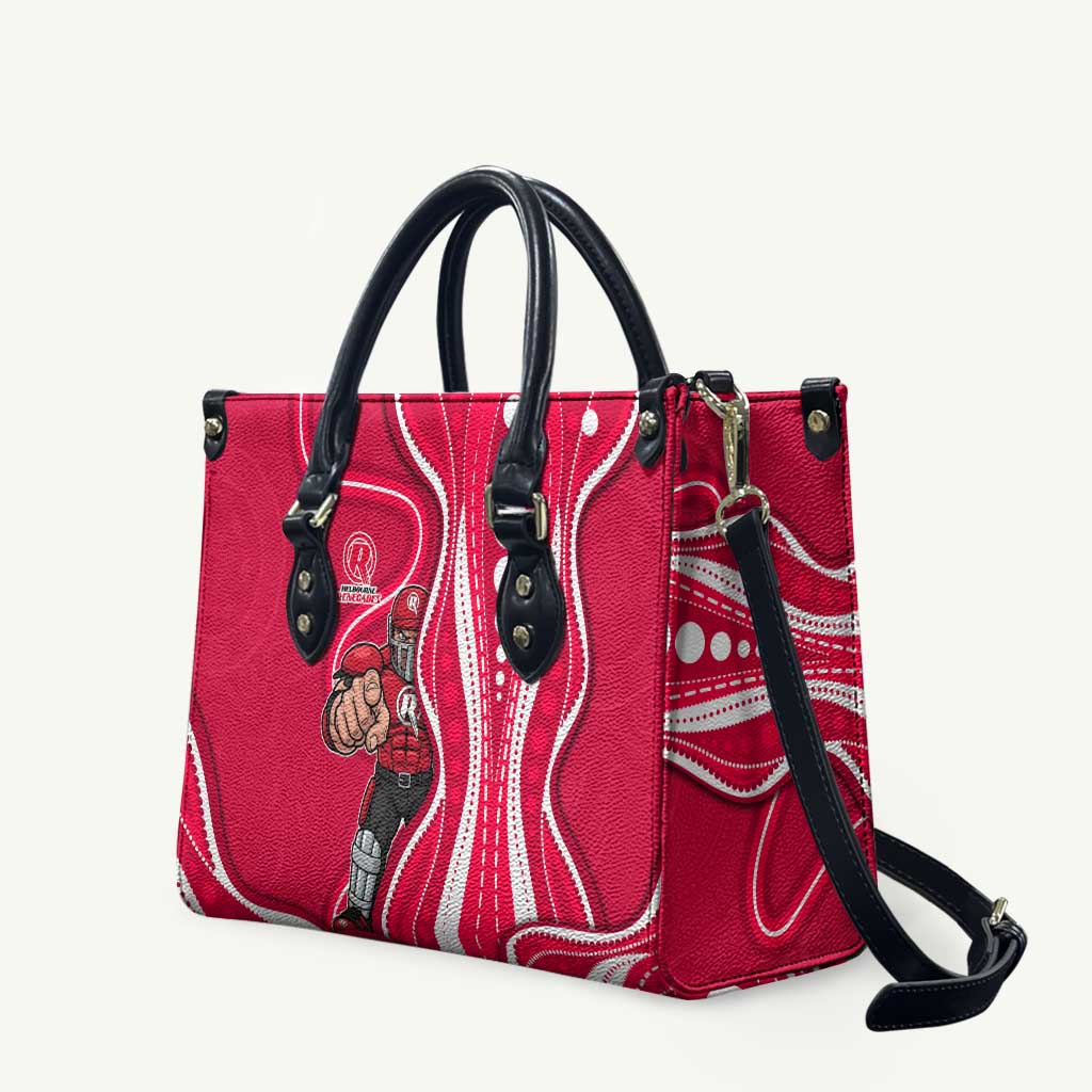 Melbourne Renegades Leather Bag Aboriginal Dot Art Red White - Tribal Wave Pattern