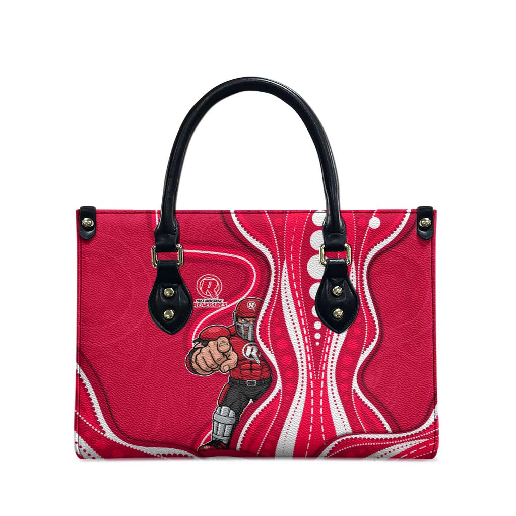Melbourne Renegades Leather Bag Aboriginal Dot Art Red White - Tribal Wave Pattern