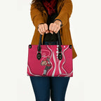 Melbourne Renegades Leather Bag Aboriginal Dot Art Red White - Tribal Wave Pattern