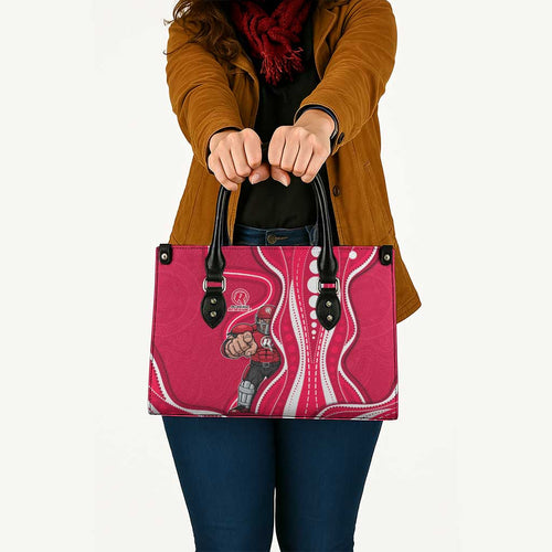 Melbourne Renegades Leather Bag Aboriginal Dot Art Red White - Tribal Wave Pattern