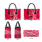 Melbourne Renegades Leather Bag Aboriginal Dot Art Red White - Tribal Wave Pattern