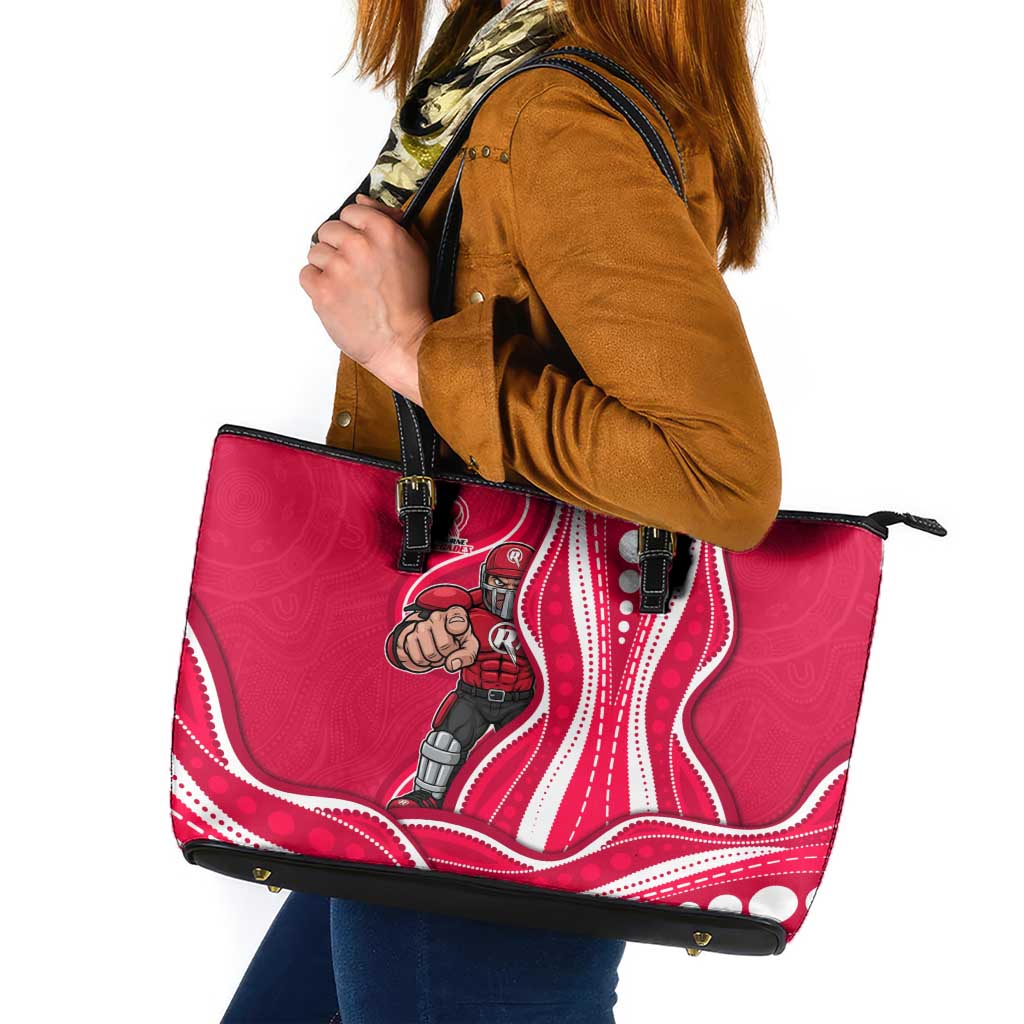 Melbourne Renegades Leather Tote Bag Aboriginal Dot Art Red White - Tribal Wave Pattern