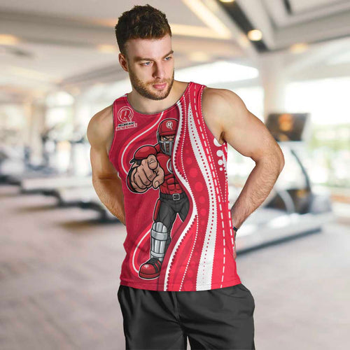 Melbourne Renegades Men Tank Top Aboriginal Dot Art Red White - Tribal Wave Pattern