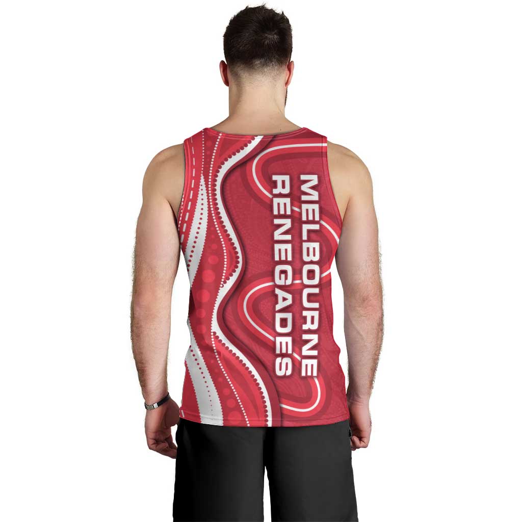 Melbourne Renegades Men Tank Top Aboriginal Dot Art Red White - Tribal Wave Pattern