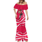Melbourne Renegades Mermaid Dress Aboriginal Dot Art Red White - Tribal Wave Pattern