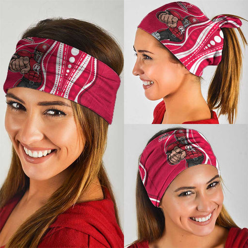 Melbourne Renegades Neck Gaiter Aboriginal Dot Art Red White - Tribal Wave Pattern