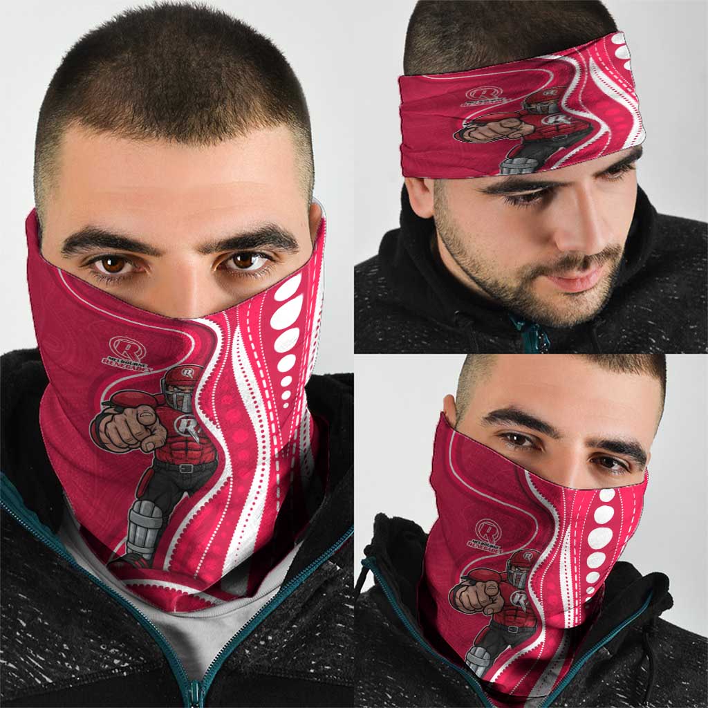 Melbourne Renegades Neck Gaiter Aboriginal Dot Art Red White - Tribal Wave Pattern