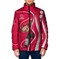 Melbourne Renegades Padded Jacket Aboriginal Dot Art Red White - Tribal Wave Pattern