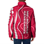 Melbourne Renegades Padded Jacket Aboriginal Dot Art Red White - Tribal Wave Pattern