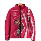 Melbourne Renegades Padded Jacket Aboriginal Dot Art Red White - Tribal Wave Pattern