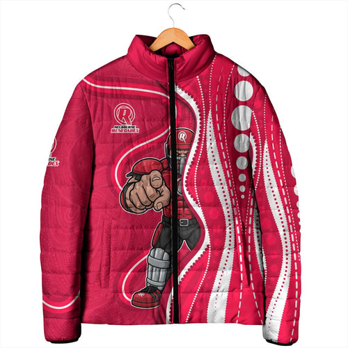 Melbourne Renegades Padded Jacket Aboriginal Dot Art Red White - Tribal Wave Pattern