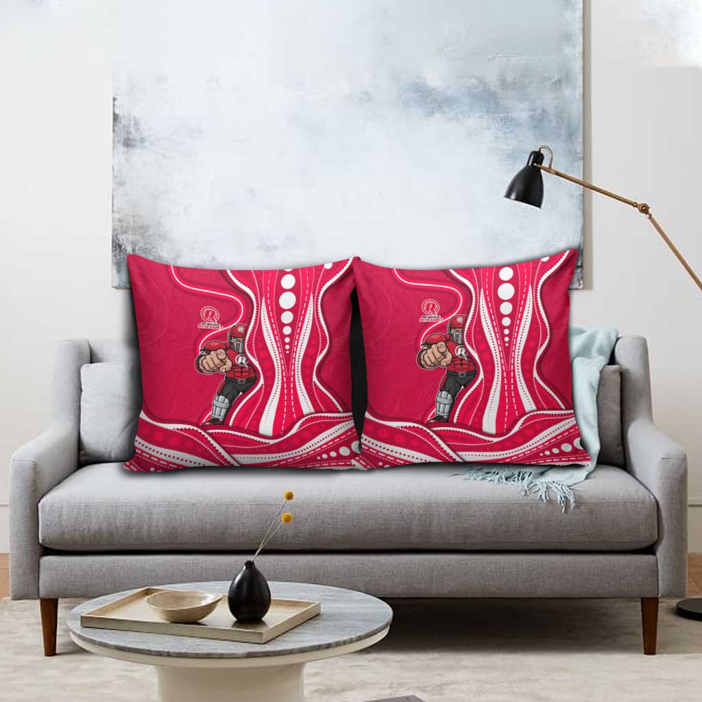 Melbourne Renegades Pillow Cover Aboriginal Dot Art Red White - Tribal Wave Pattern