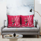 Melbourne Renegades Pillow Cover Aboriginal Dot Art Red White - Tribal Wave Pattern