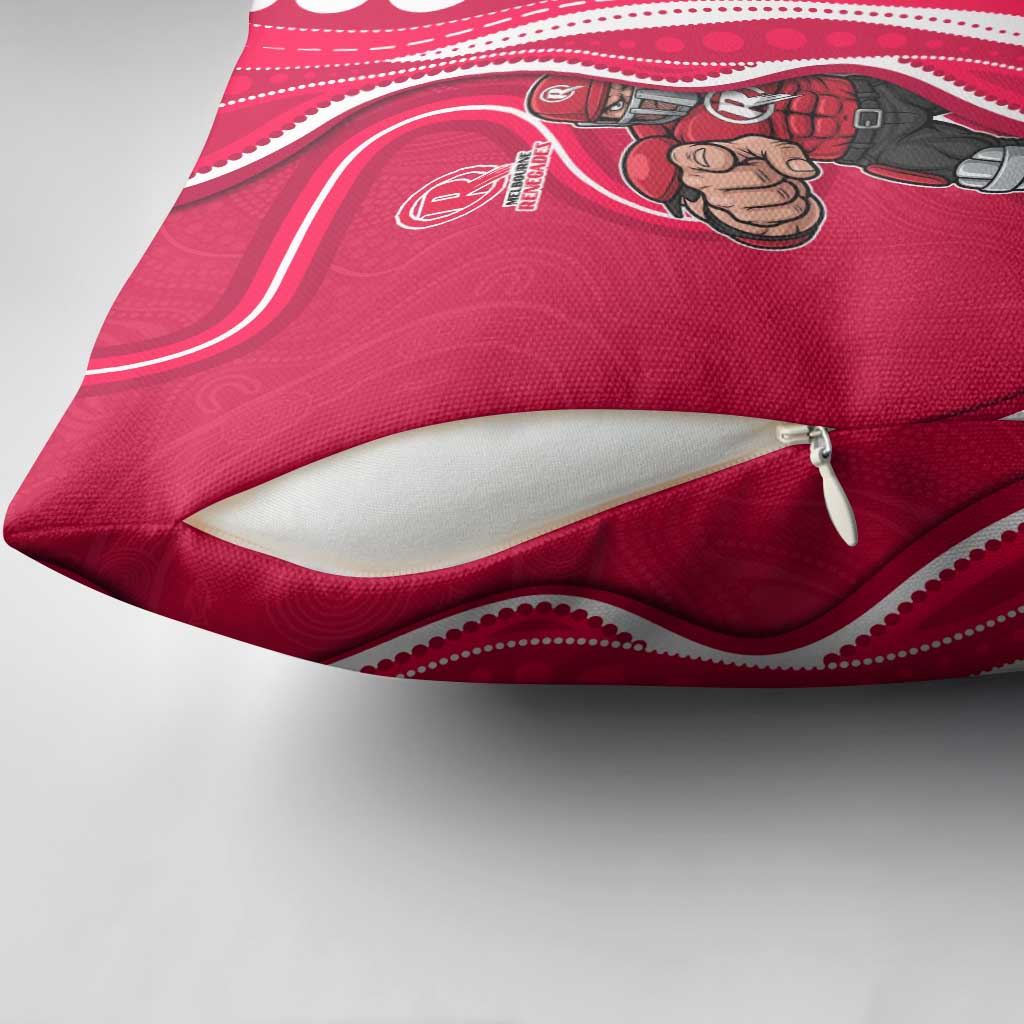 Melbourne Renegades Pillow Cover Aboriginal Dot Art Red White - Tribal Wave Pattern