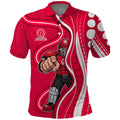 Melbourne Renegades Polo Shirt Aboriginal Dot Art Red White - Tribal Wave Pattern