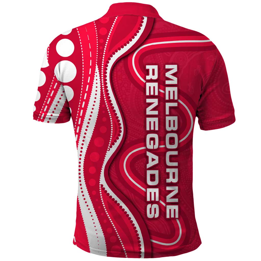 Melbourne Renegades Polo Shirt Aboriginal Dot Art Red White - Tribal Wave Pattern