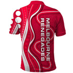 Melbourne Renegades Polo Shirt Aboriginal Dot Art Red White - Tribal Wave Pattern
