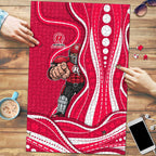 Melbourne Renegades Puzzle Aboriginal Dot Art Red White - Tribal Wave Pattern