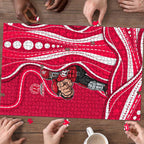 Melbourne Renegades Puzzle Aboriginal Dot Art Red White - Tribal Wave Pattern