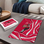 Melbourne Renegades Puzzle Aboriginal Dot Art Red White - Tribal Wave Pattern