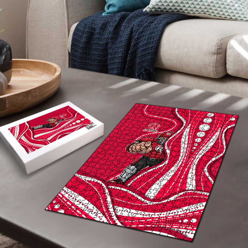 Melbourne Renegades Puzzle Aboriginal Dot Art Red White - Tribal Wave Pattern