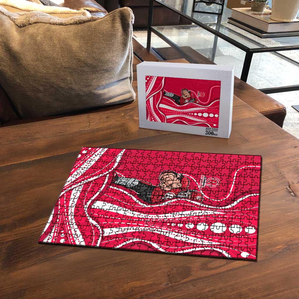 Melbourne Renegades Puzzle Aboriginal Dot Art Red White - Tribal Wave Pattern
