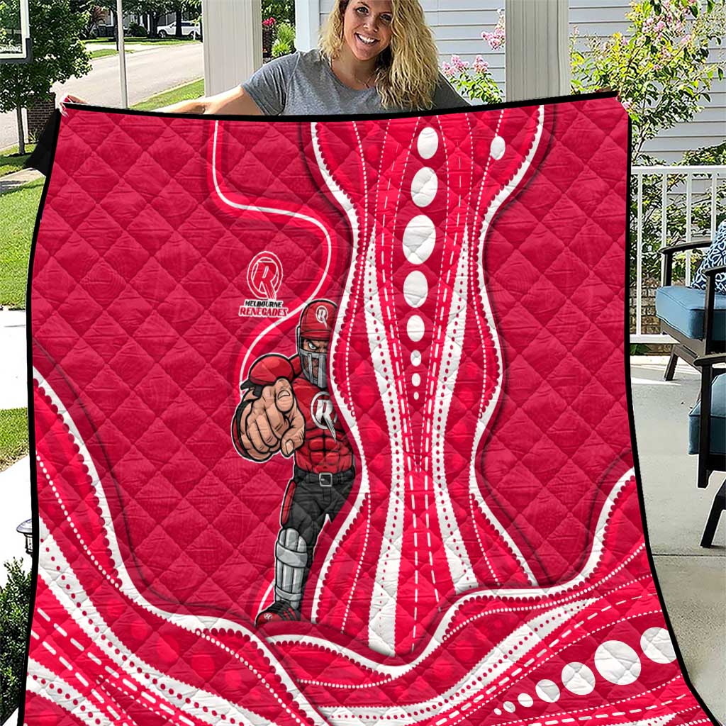 Melbourne Renegades Quilt Aboriginal Dot Art Red White - Tribal Wave Pattern
