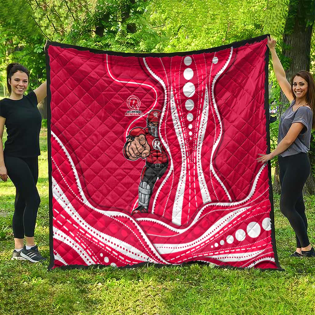 Melbourne Renegades Quilt Aboriginal Dot Art Red White - Tribal Wave Pattern