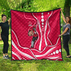 Melbourne Renegades Quilt Aboriginal Dot Art Red White - Tribal Wave Pattern